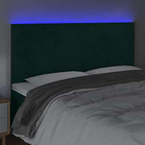 Čelo postele s LED tmavě zelená 160x5x118/128 cm samet - obrázek 3
