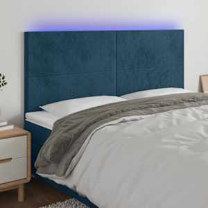 Čelo postele s LED tmavě modré 160x5x118/128 cm samet - obrázek 1