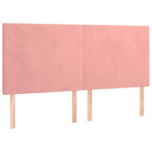 Čelo postele s LED růžové 160x5x118/128 cm samet - obrázek 4