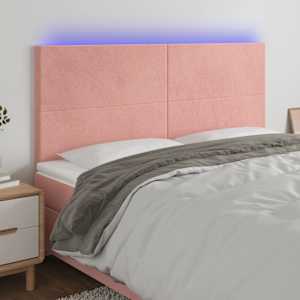 Čelo postele s LED růžové 160x5x118/128 cm samet - obrázek 1