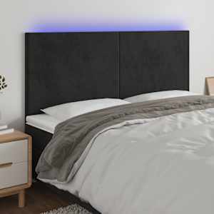Čelo postele s LED černé 180x5x118/128 cm samet - obrázek 1