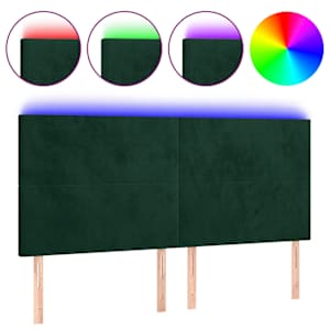 Čelo postele s LED tmavě zelená 180x5x118/128 cm samet - obrázek 2