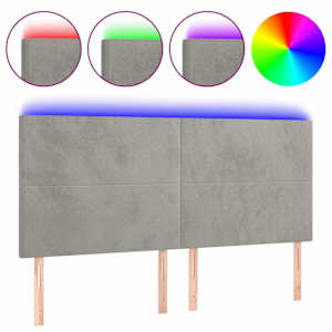 vidaXL LED-voodipeats, helehall, 200x5x118/128 cm, samet