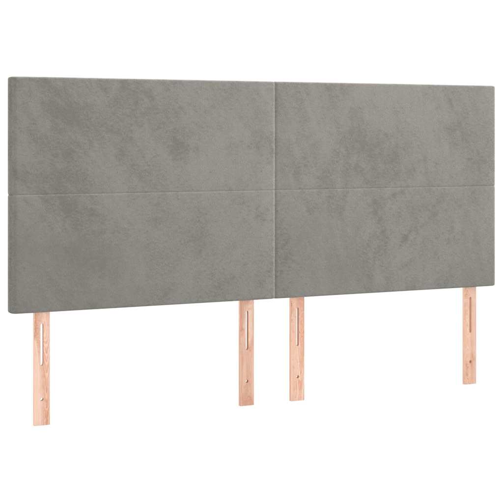 vidaXL Hoofdbord LED 200x5x118/128 cm fluweel lichtgrijs grijs, foto 4