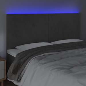 Čelo postele s LED tmavě šedé 200x5x118/128 cm samet - obrázek 3
