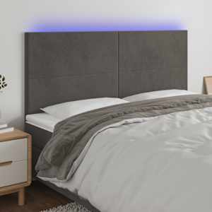 Čelo postele s LED tmavě šedé 200x5x118/128 cm samet - obrázek 1