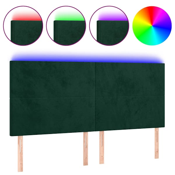 vidaXL LED-voodipeats, tumeroheline, 200x5x118/128 cm, samet