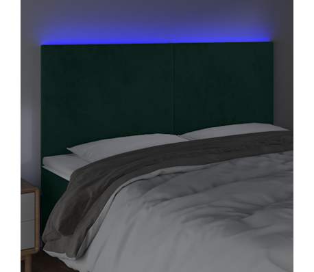 vidaXL S&auml;nggavel LED m&ouml;rkgr&ouml;n 200x5x118/128 cm sammet