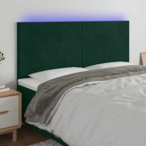 Čelo postele s LED tmavě zelené 200x5x118/128 cm samet - obrázek 1