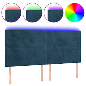 Čelo postele s LED tmavě modré 200x5x118/128 cm samet - obrázek 2