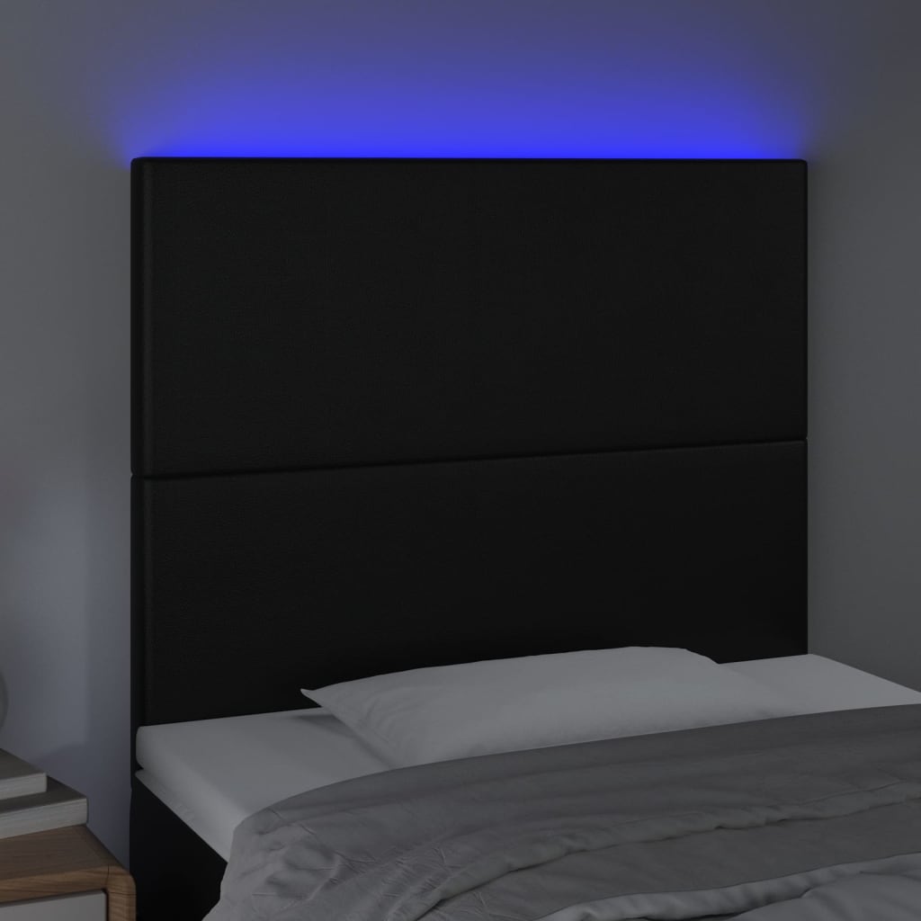 Thumbnail - vidaXL LED Kopfteil Schwarz 80x5x118/128 cm Kunstleder