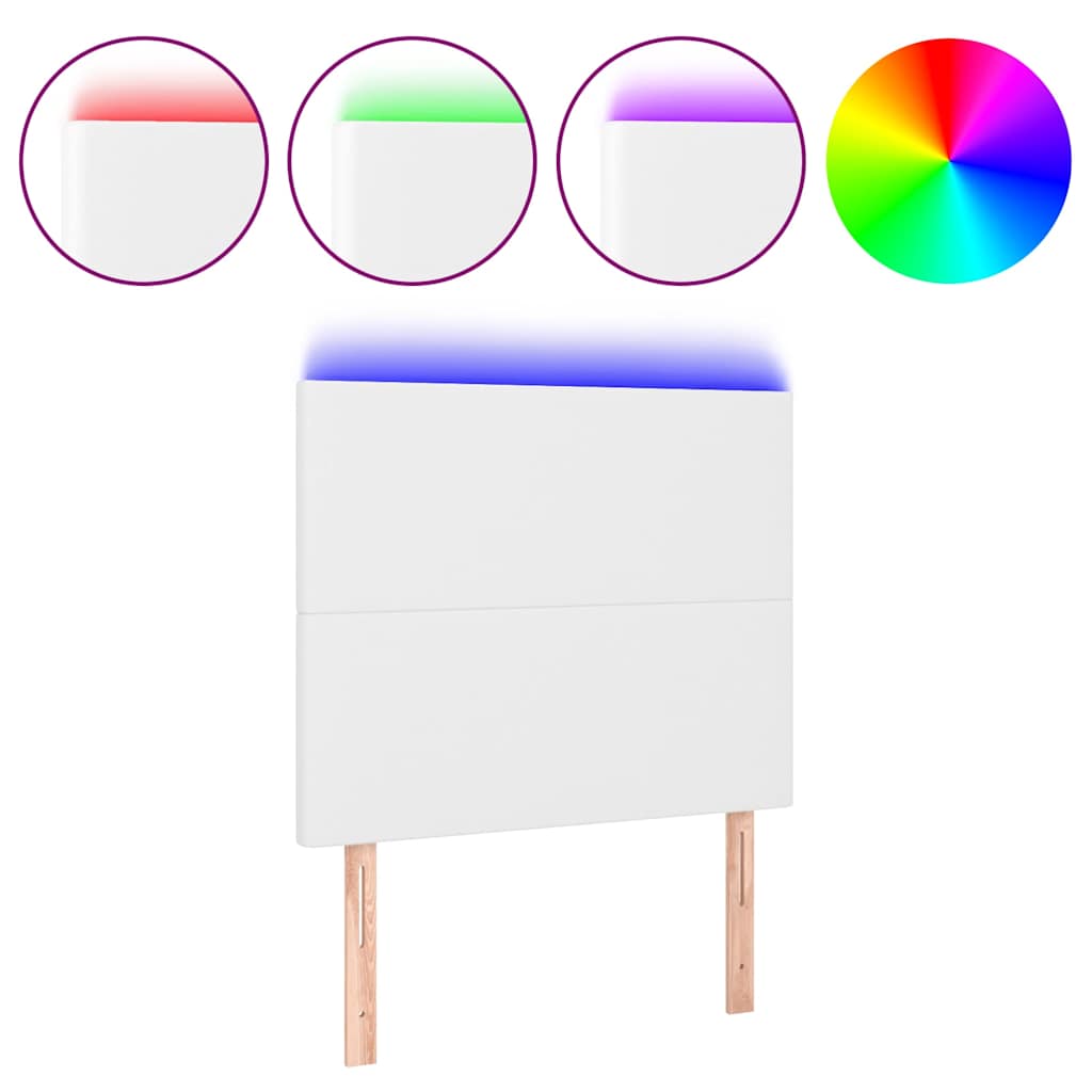 vidaXL Hoofdbord LED 80x5x118/128 cm kunstleer wit, foto 3