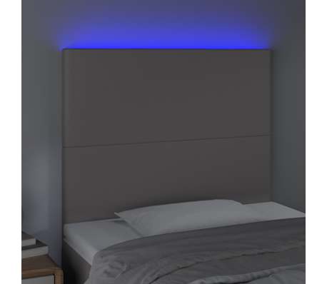 vidaXL Cabeceira cama c/ LED 80x5x118/128cm couro artificial cinzento