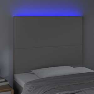 vidaXL Cabeceira cama c/ LED 80x5x118/128cm couro artificial cinzento