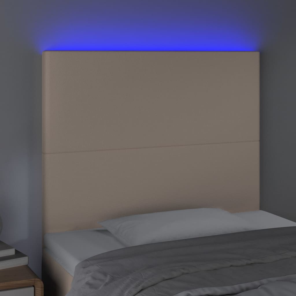 Thumbnail - vidaXL LED Kopfteil Cappuccino-Braun 80x5x118/128 cm Kunstleder