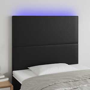 Čelo postele s LED černé 90x5x118/128 cm umělá kůže - obrázek 1
