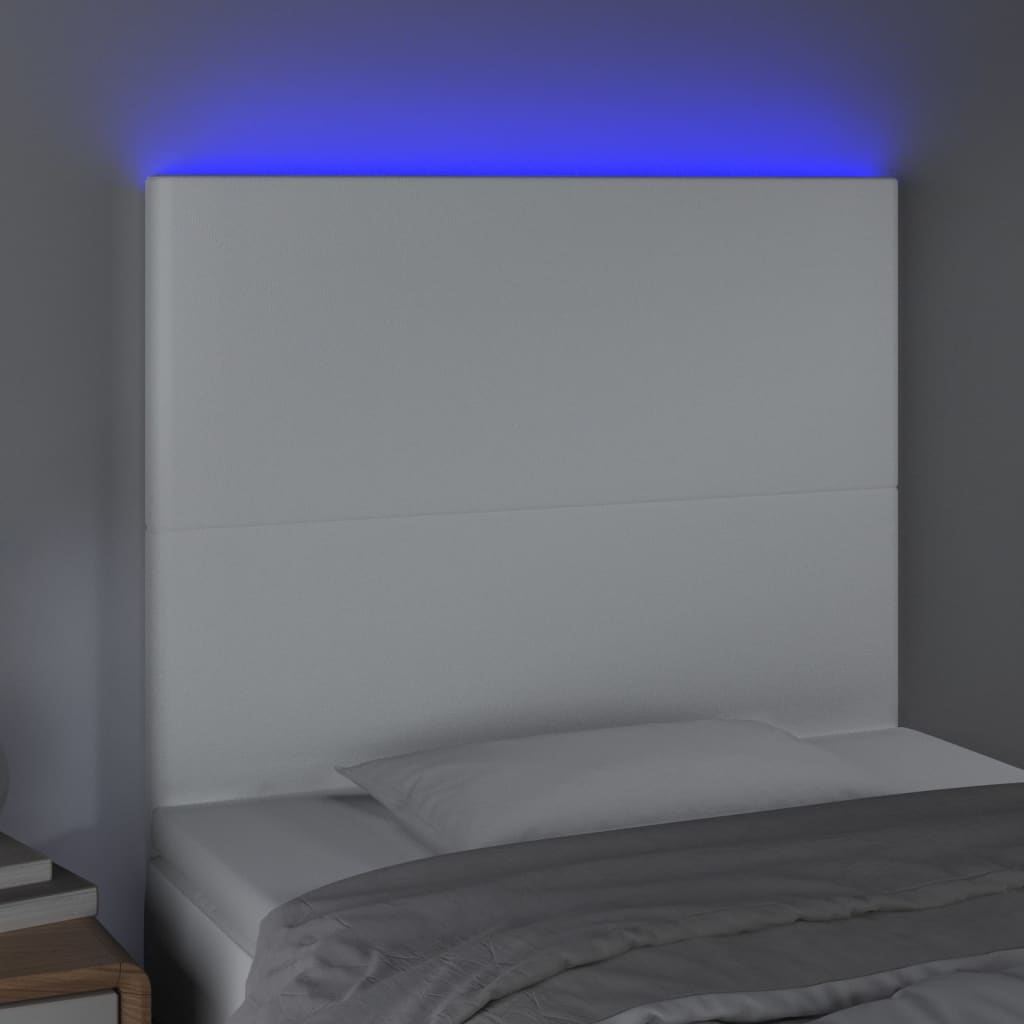 Thumbnail - vidaXL LED Kopfteil Weiß 90x5x118/128 cm Kunstleder
