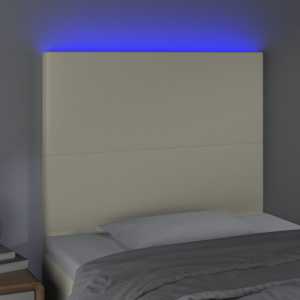 Čelo postele s LED krémové 90x5x118/128 cm umělá kůže - obrázek 3