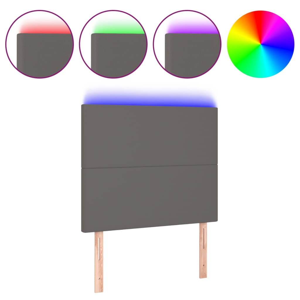 vidaXL Čelo postele s LED šedé 90x5x118/128 cm umělá kůže