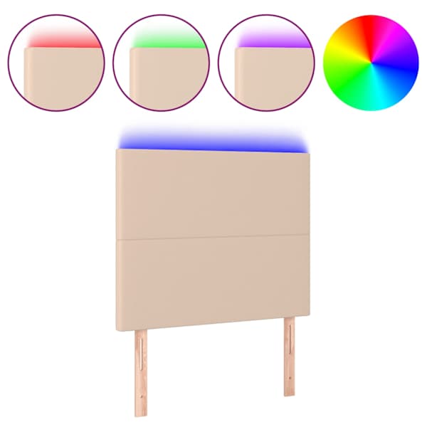 vidaXL LED-voodipeats, Cappuccino, 90x5x118/128 cm, kunstnahk