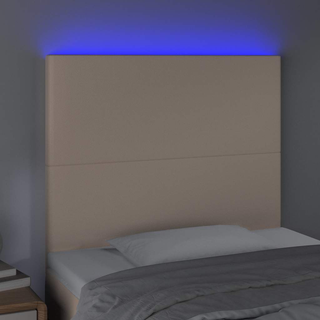 vidaXL Hoofdbord LED 90x5x118/128 cm kunstleer cappuccinokleurig bruin, foto 2