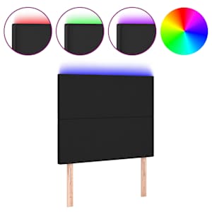 vidaXL LED-voodipeats, must, 100x5x118/128 cm, kunstnahk