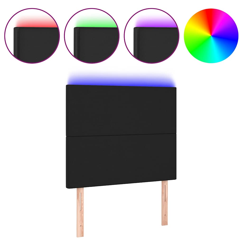 vidaXL Hoofdbord LED 100x5x118/128 cm kunstleer zwart, foto 3