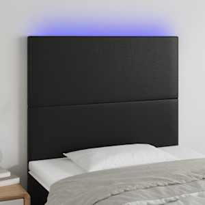 Čelo postele s LED černé 100x5x118/128 cm umělá kůže - obrázek 1