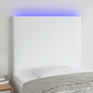 Čelo postele s LED bílé 100x5x118/128 cm umělá kůže - obrázek 1