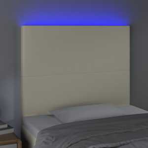 Čelo postele s LED krémové 100x5x118/128 cm umělá kůže - obrázek 3
