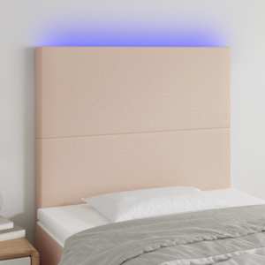 Čelo postele s LED cappuccino 100x5x118/128 cm umělá kůže - obrázek 1