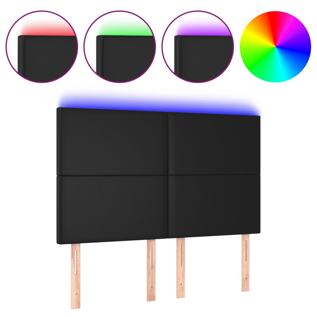 vidaXL Čelo postele s LED černé 144x5x118/128 cm umělá kůže