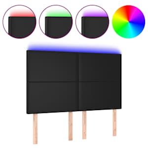 Čelo postele s LED černé 144x5x118/128 cm umělá kůže - obrázek 2