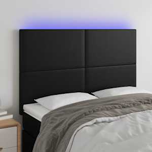 Čelo postele s LED černé 144x5x118/128 cm umělá kůže - obrázek 1