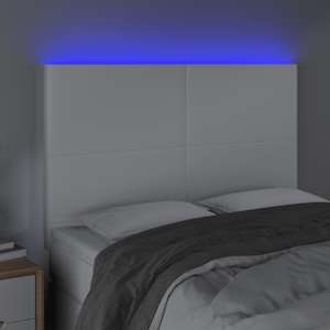 Čelo postele s LED bílé 144x5x118/128 cm umělá kůže - obrázek 3
