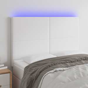 Čelo postele s LED bílé 144x5x118/128 cm umělá kůže - obrázek 1