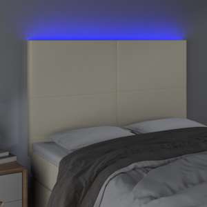 Čelo postele s LED krémové 144x5x118/128 cm umělá kůže - obrázek 3