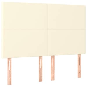 Čelo postele s LED krémové 144x5x118/128 cm umělá kůže - obrázek 4