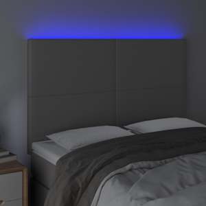 Čelo postele s LED šedé 144x5x118/128 cm umělá kůže - obrázek 3