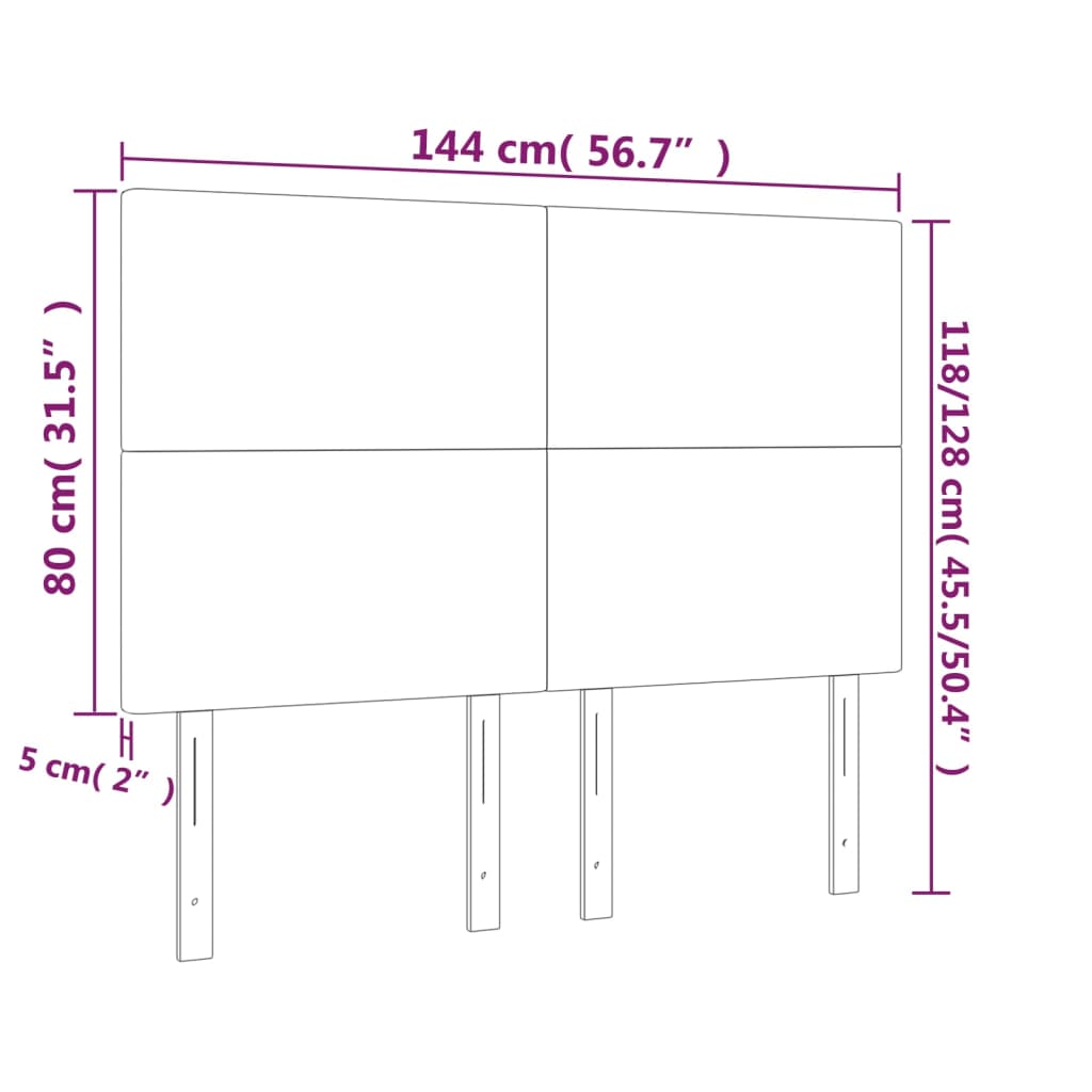 LED горна табла за легло, капучино, 144x5x118/128 см