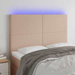 Čelo postele s LED cappuccino 144x5x118/128 cm umělá kůže - obrázek 1
