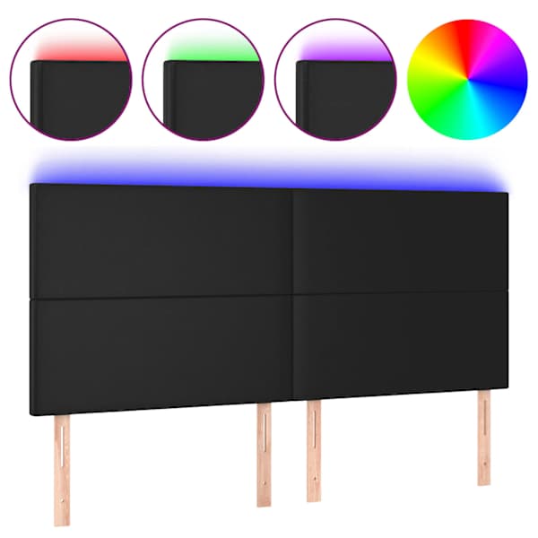 vidaXL LED-voodipeats, must, 160x5x118/128 cm, kunstnahk