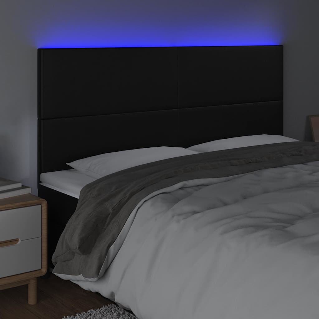 vidaXL Hoofdbord LED 160x5x118/128 cm kunstleer zwart, foto 2