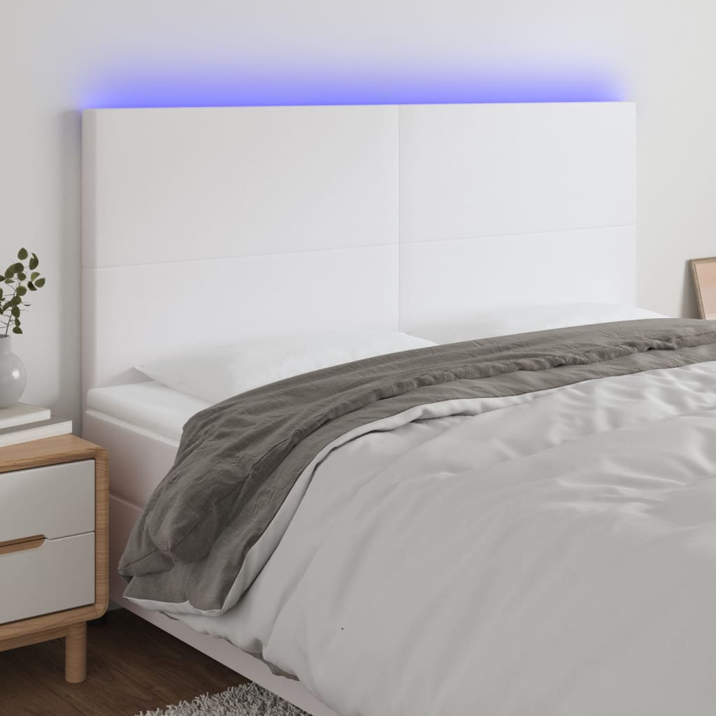 Čelo postele s LED bílé 160x5x118/128 cm umělá kůže
