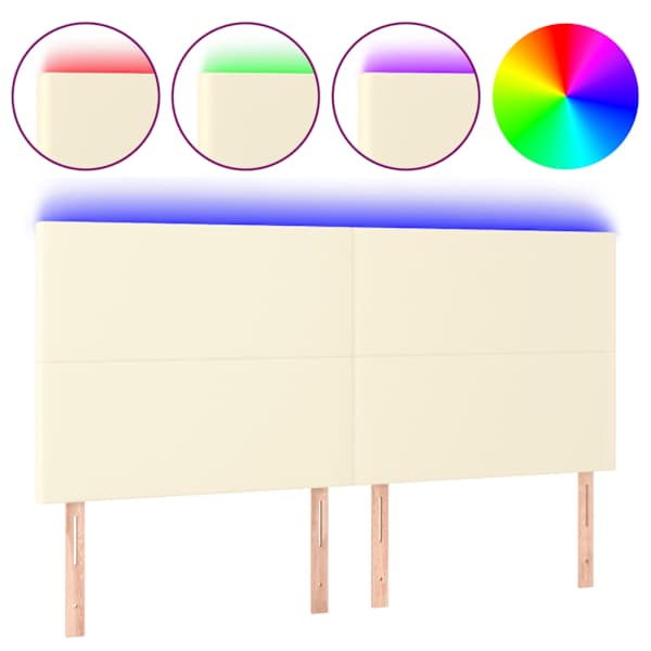 vidaXL LED-voodipeats, kreemjas, 160x5x118/128 cm, kunstnahk