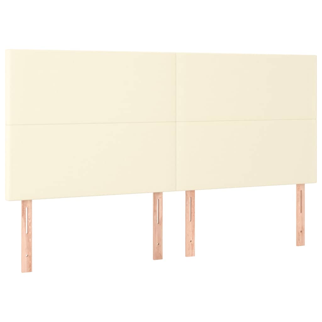 vidaXL Hoofdbord LED 160x5x118/128 cm kunstleer crèmekleurig, foto 4