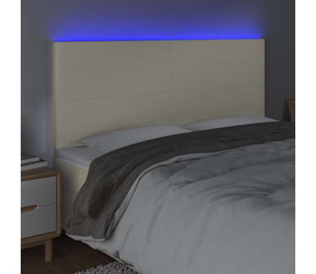 vidaXL LED uzglavlje krem 160x5x118/128 cm od umjetne kože
