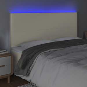vidaXL LED uzglavlje krem 160x5x118/128 cm od umjetne kože