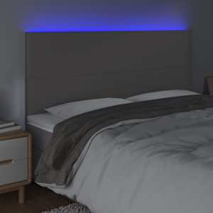 Čelo postele s LED šedé 160x5x118/128 cm umělá kůže - obrázek 3