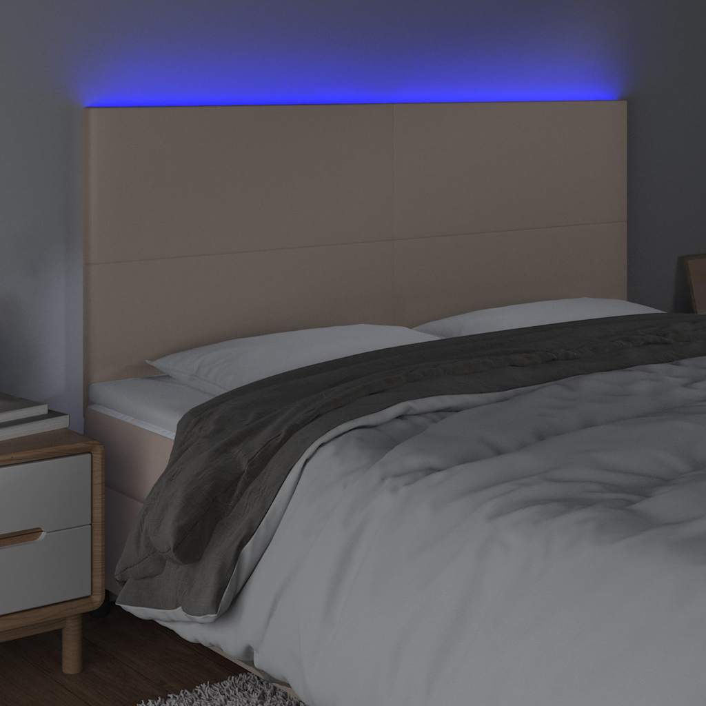 vidaXL - Hoofdbord - LED - 160x5x118/128 - cm - kunstleer - cappuccinokleurig